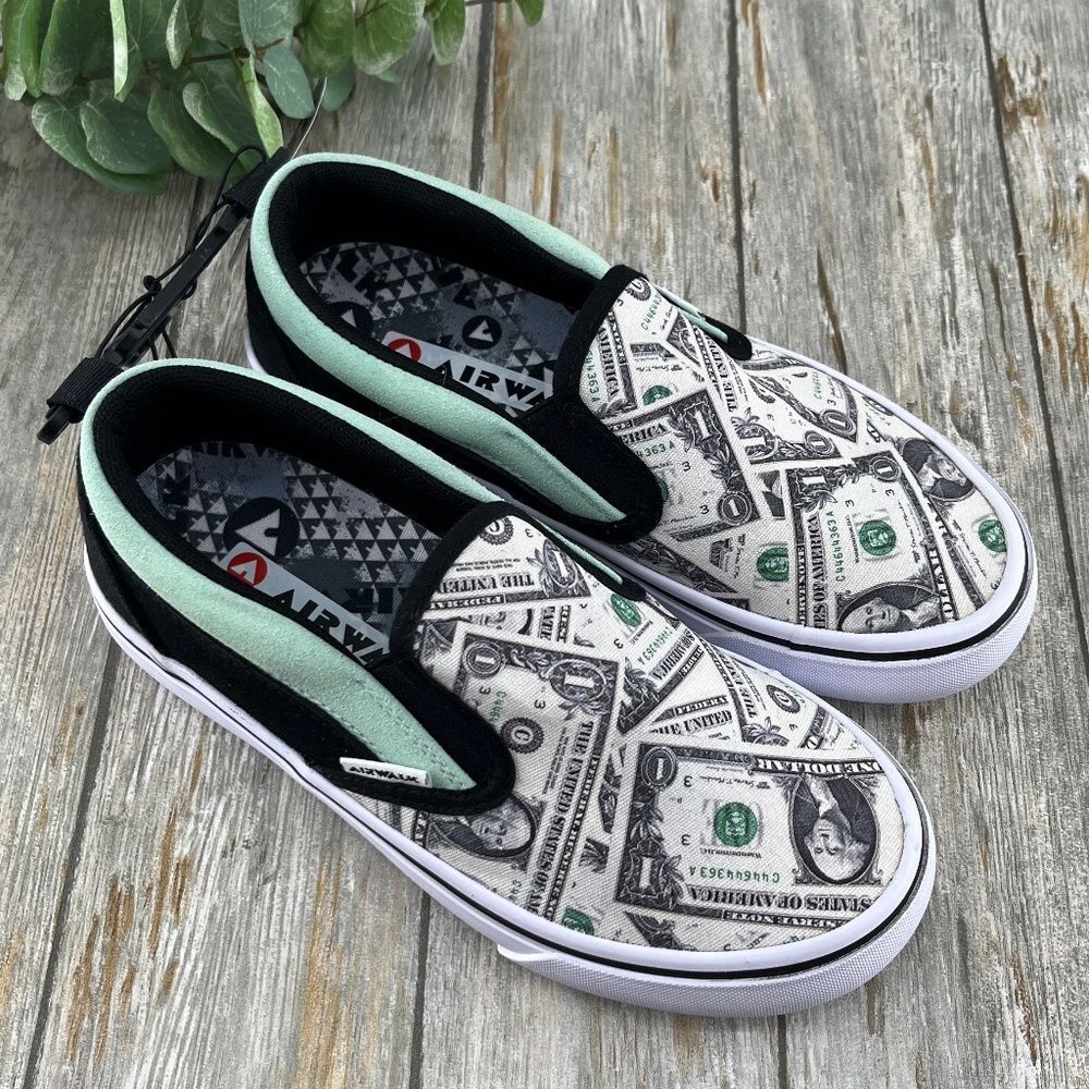 Big Boys Ride Slip-On Sneakers Shoes Money Print Size 4